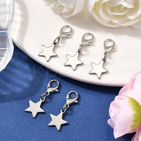 Star 304 Stainless Steel Pendant Decorations HJEW-JM03572-S-1