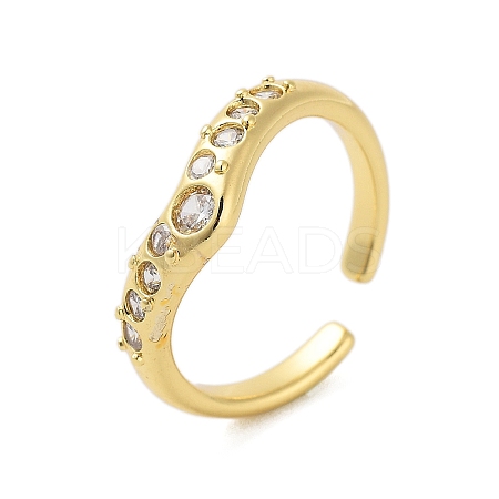 Brass Pave Cubic Zirconia Cuff Rings RJEW-U012-02G-02-1