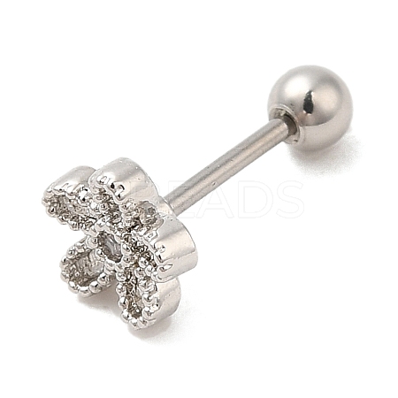 Brass Micro Pave Clear Cubic Zirconia Stud Earrings EJEW-L265-02P-1