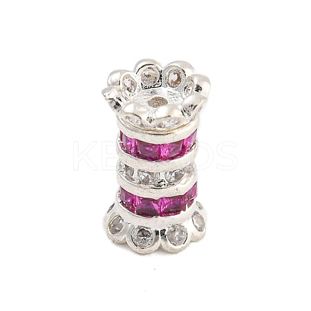 Rack Plating Brass Micro Pave Cubic Zirconia Beads KK-F876-30S-1