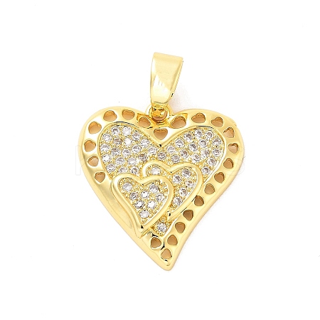 Rack Plating Brass Micro Pave Cubic Zirconia Pendants KK-M082-03G-1