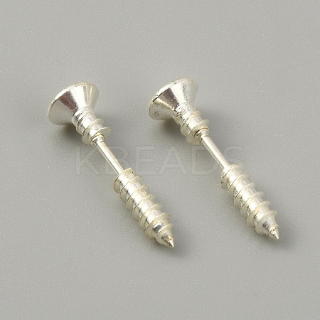 304 Stainless Steel Screw Shape Front Back Stud Earrings STAS-WH0061-23S-1