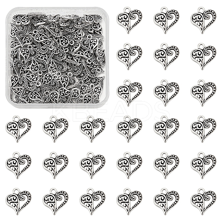 100Pcs Tibetan Style Filigree Alloy Heart Charms FIND-UN0015-59-1