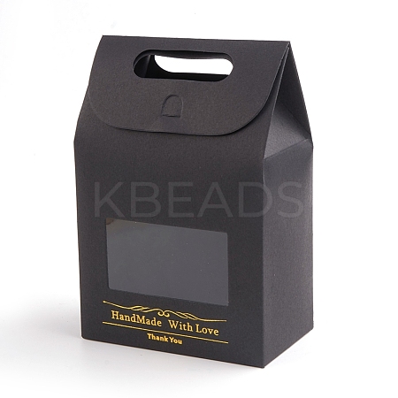 Rectangle Paper Bags with Handle and Clear Rectangle Shape Display Window X-CON-D006-01B-02-1