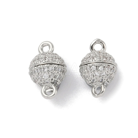 Rack Plating Brass Micro Pave Cubic Zirconia Magnetic Clasps with Loops KK-A224-11P-1