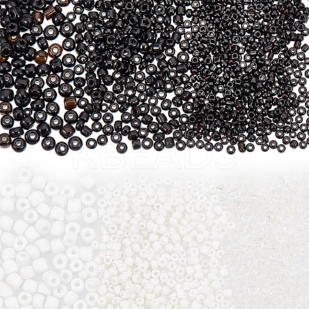 White & Black Series Glass Seed Beads SEED-GO0001-03-1