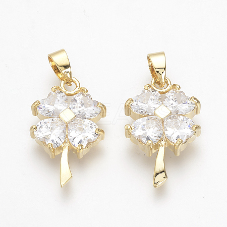 Brass Cubic Zirconia Pendants X-KK-R015-112G-1