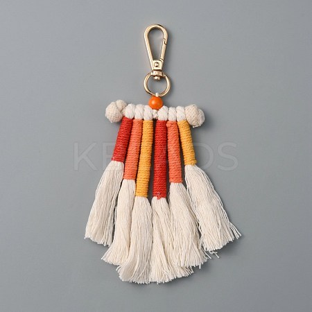 Cotton Rope Braided Tassel Pendant Decorations HJEW-WH0043-11KCG-1