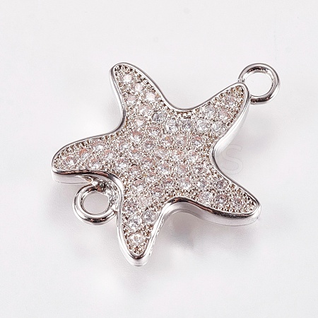 Brass Micro Pave Cubic Zirconia Links ZIRC-I018-10A-P-NR-1