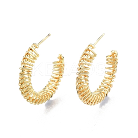 Brass Wire Swirl C-shape Stud Earrings EJEW-G322-04G-1