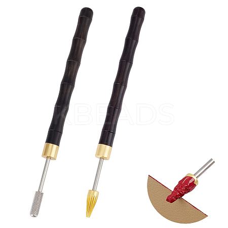 2Pcs 2 Styles Stainless Steel Leather Edge Oil Pen TOOL-NB0002-29B-1