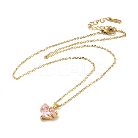 Pink Cubic Zirconia Pendant Necklace LS-NJEW-H161-01B-1