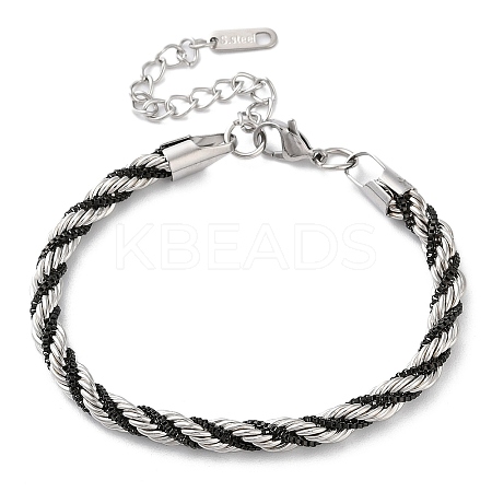 304 Stainless Steel Rope Chain Bracelets for Women BJEW-G712-14A-PEB-1