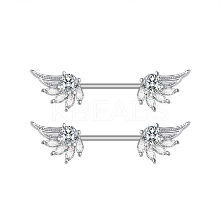 304 Stainless Steel Cubic Zirconia Nipple Rings WG0A897-01-1