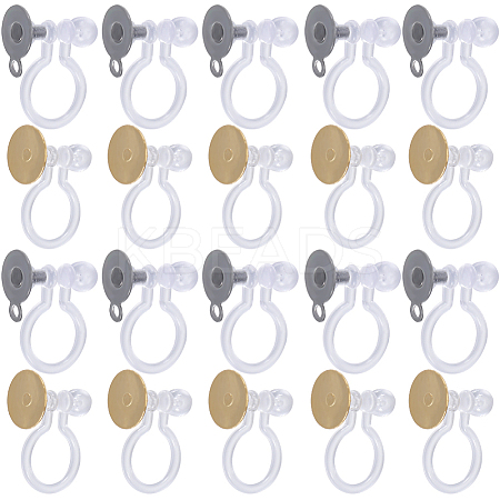 20Pcs 2 Styles 304 Stainless Steel & Plastic Clip-on Earring Findings STAS-SC0006-82-1