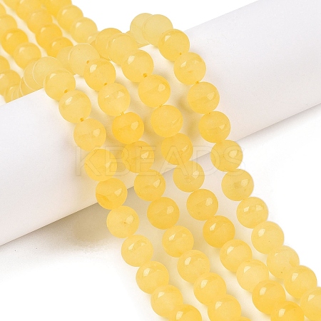 Frosted Natural White Jade Beads Strands G-T138-8mm-209J-1