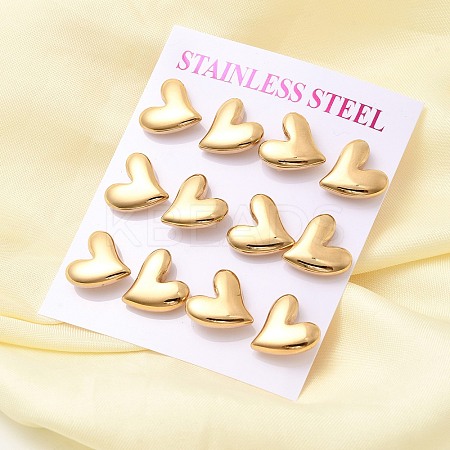 6 Pairs 304 Stainless Steel Stud Earrings EJEW-P340-01G-1