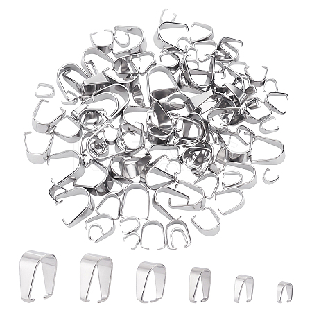  120Pcs 6 Style 304 Stainless Steel Snap on Bails STAS-NB0001-38-1