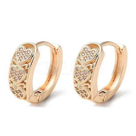 Rack Plating Brass Micro Pave Cubic Zirconia Hoop Earrings LS-EJEW-P238-15KCG-1