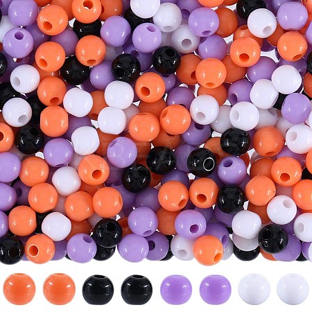 1200Pcs 4 Colors Halloween Themed Opaque Acrylic Beads MACR-SC0001-43-1