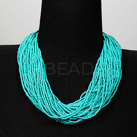 Plastic Beaded Multi-strand Necklaces ZG0249-1-1