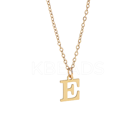 304 Stainless Steel Letter Pendant Necklaces NJEW-LP0001-53E-G-1
