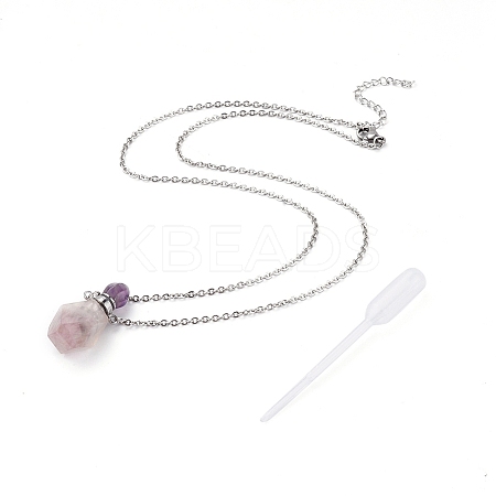 Natural Fluorite Openable Perfume Bottle Pendant Necklaces NJEW-E150-01D-P-1