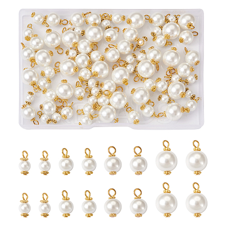 80Pcs 4 Style Eco-Friendly Dyed Glass Pearl Pendants GLAA-CD0001-11-1