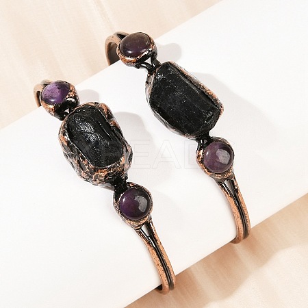 Natural Amethyst & Tourmaline  Cuff Bangles G-B149-16R-05-1