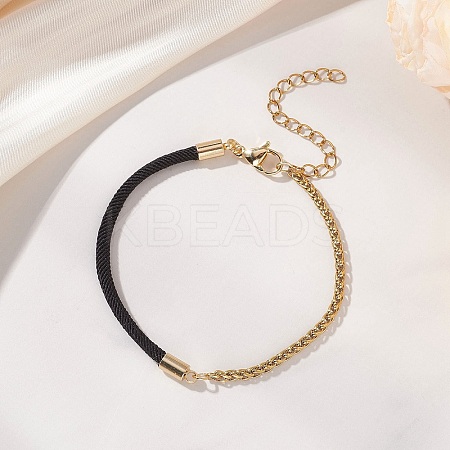 304 Stainless Steel Wheat Chains with Nylon Cord Mixed Chain Bracelets BJEW-JB13288-02-1