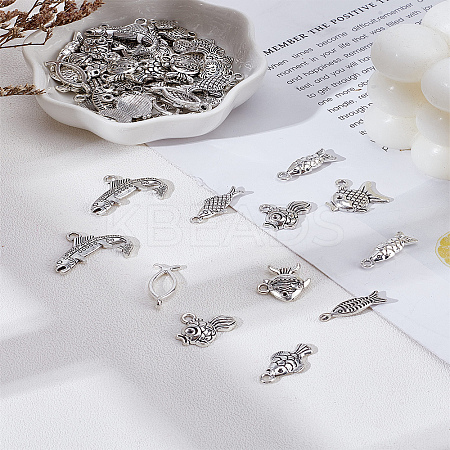 72Pcs 12 Styles Tibetan Style Alloy Pendants TIBE-LP0001-22-1