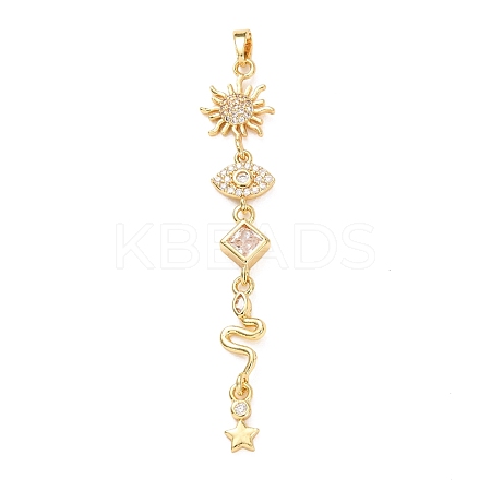 Tassel Brass Micro Pave Clear Cubic Zirconia Big Pendants KK-L271-01G-11-1