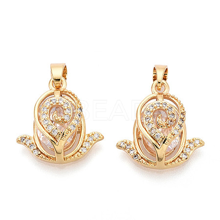 Brass Micro Pave Cubic Zirconia Pendants KK-N272-06G-1