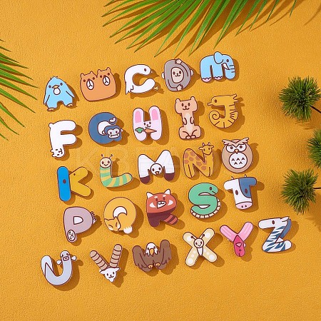 26Pcs 26 Style Cartoon Animal Alphabet Acrylic Lapel Pins JBR089A-1