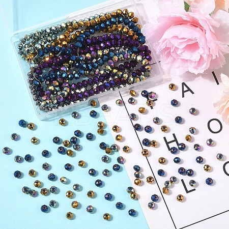 6 Strands 6 Colors Electroplate Transparent Glass Beads Strands EGLA-YW0005-13-1