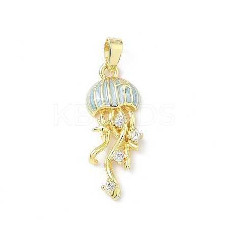 Brass Micro Pave Cubic Zirconia with Enamel Pendants KK-Z134-15G-01B-1