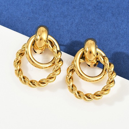 304 Stainless Steel Twist Ring Dangle Stud Earrings EJEW-K268-22G-1