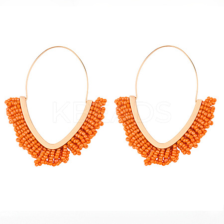 Bohemian Seed Beads with Brass Hoop Earrings ST1813769-1