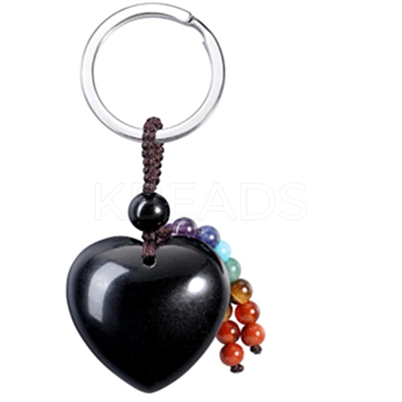Natural Obsidian Keychain KEYC-WH0010-02A-1