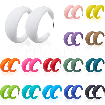 15 Pairs 15 Colors Acrylic Stud Earrings EJEW-DC0001-50-1