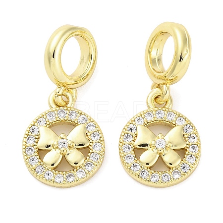 Brass Micro Pave Cubic Zirconia European Dangle Charms KK-D325-56G-1