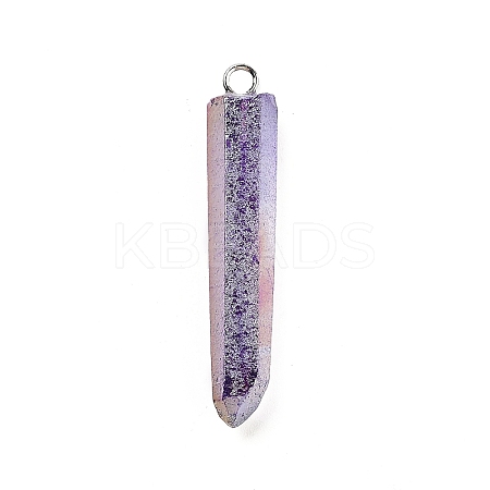 Electroplated Natural Quartz Pendants G-P315-B01-01P-1
