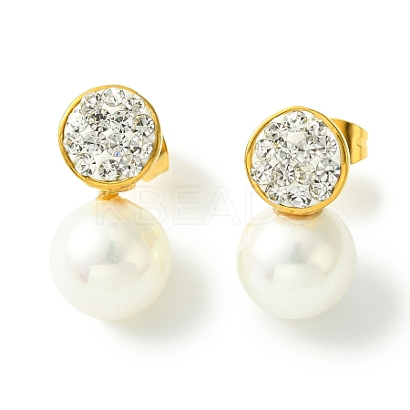 PVD Vacuum Plating 304 Stainless Steel Crystal Rhinestone Stud Earrings EJEW-L284-18G-1
