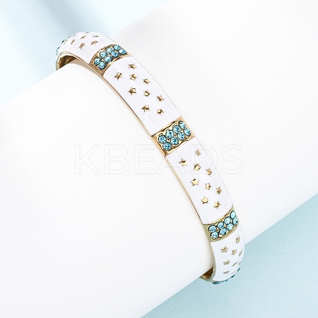 304 Stainless Steel Enamel Cuff Bangles for Women BJEW-H637-02B-G-1