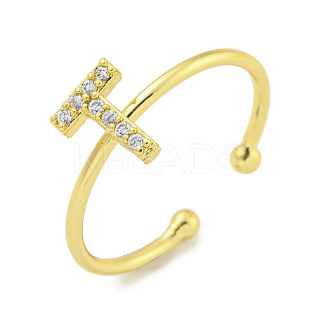 Rack Plating Brass Open Cuff Rings for Women RJEW-F162-02G-T-1