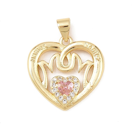 Mother's Day Brass Cubic Zirconia Pendants KK-L251-07G-01-1