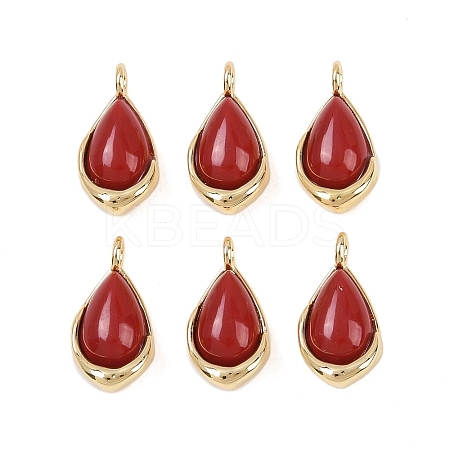 Synthetic Red Gemstone Teardrop Charms KK-B157-33A-G-1