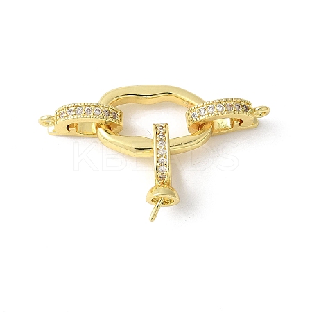 Brass Pave Clear Cubic Zirconia Fold Over Clasps KK-M320-07G-1