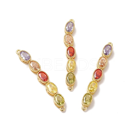 Rack Plating Brass Colorful Cubic Zirconia Connector Charms KK-A177-04G-1