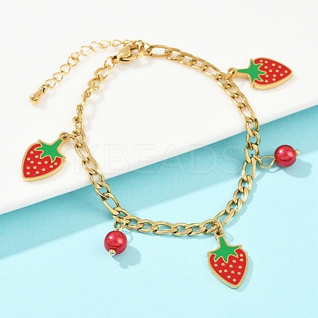 304 Stainless Steel Enamel Charm Bracelets for Women BJEW-G747-01G-1